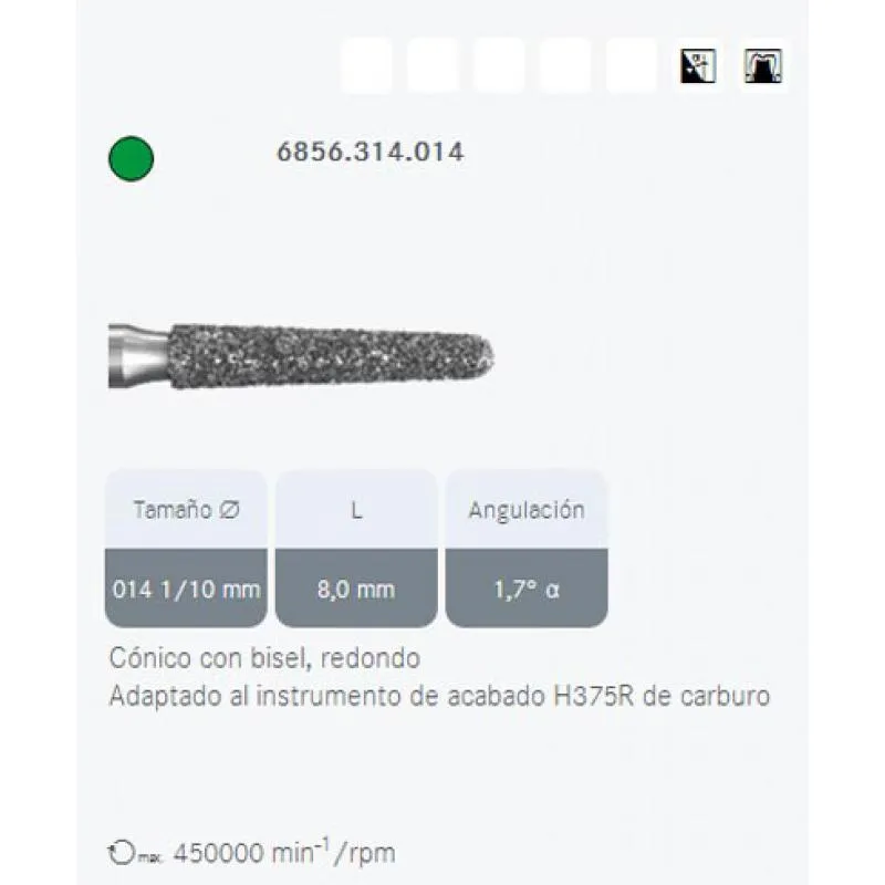 FRESAS DIAMANTE KOMET FG - 856.314 GRANO MEDIO 5UDS