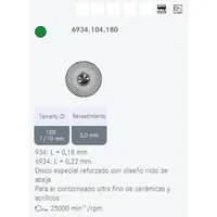 DISCO DIAMANTE KOMET 6934.104.180. PM - 1 UDS. P/CERAMICA Y ACRILICO