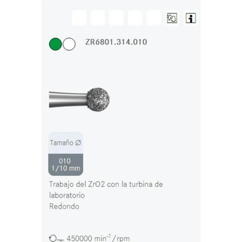 FRESAS DIAMANTE ZIRCONIO KOMET ZR6801.314