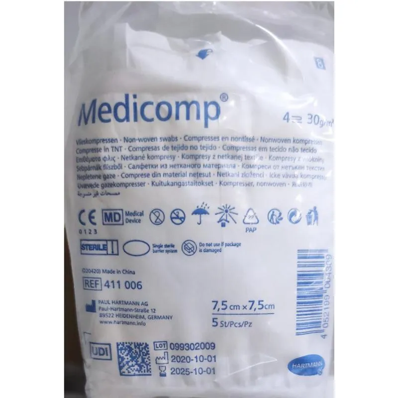GASAS ESTÉRILES MEDICOM - 7.5CM x 7.5 1000 SOBRES x 5UDS