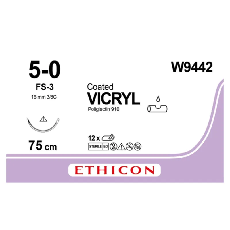 SUTURA VICRYL W9442 5/0 FS-3 3/8C - 16MM, 75CM.