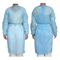 BATA IMPERMEABLE CELESTE CON PUÑOS ALLE 10 UDS