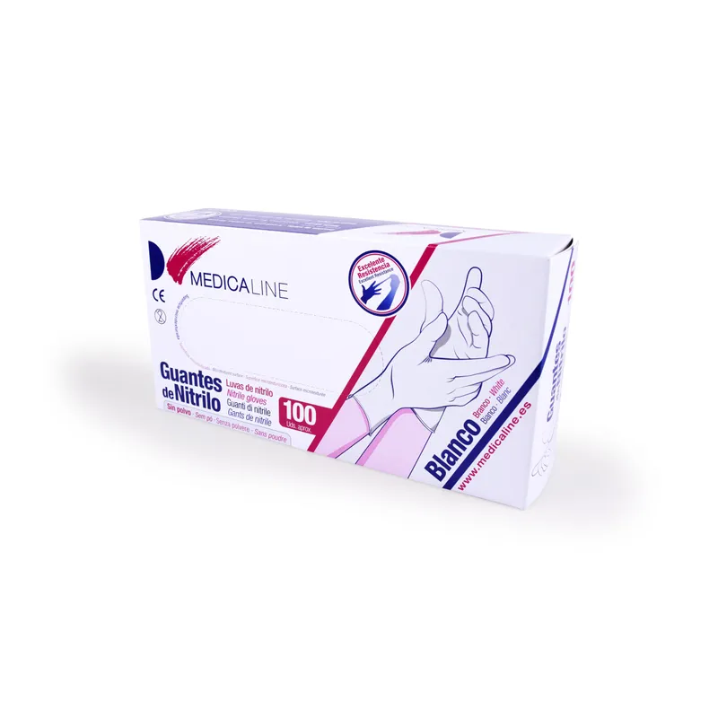 GUANTES DE NITRILO BLANCOS SIN POLVO 