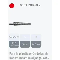 FRESAS DIAMANTE KOMET CA - 8831.204.012 - 5UDS. PERIO ROJO