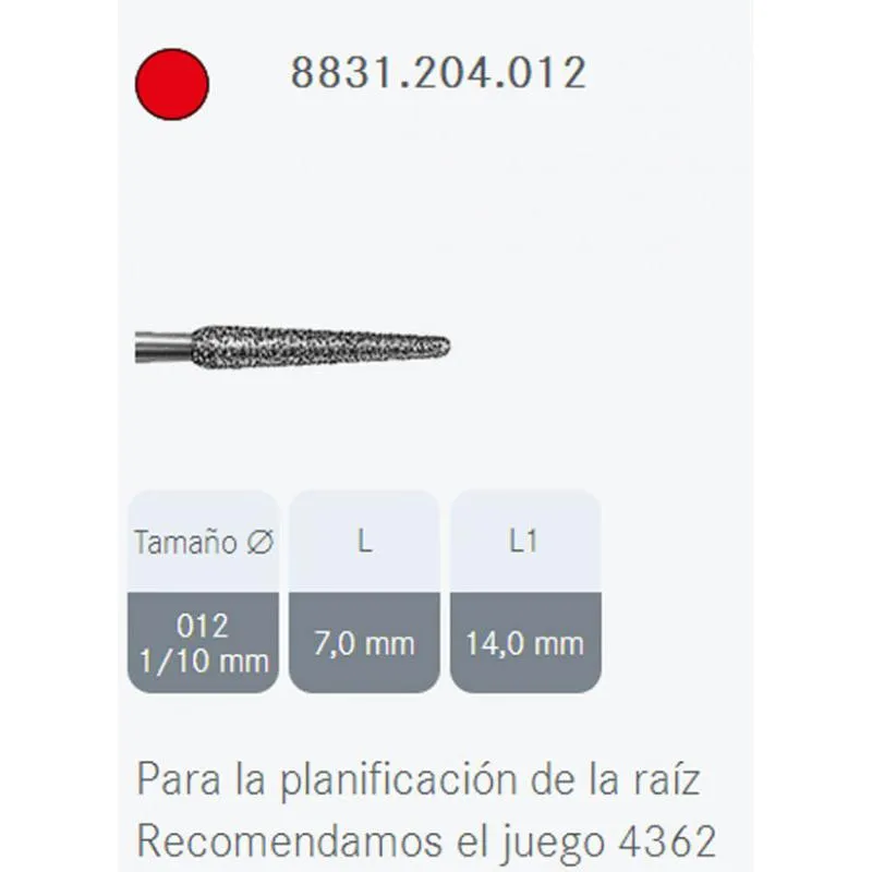 FRESAS DIAMANTE KOMET CA - 8831.204.012 - 5UDS. PERIO ROJO
