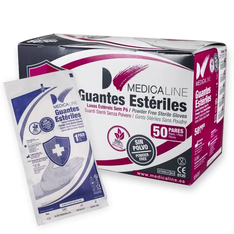 GUANTES ESTÉRILES MEDICALINE SIN POLVO TALLA 7